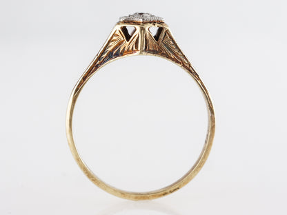 Retro Diamond Engagement Ring in 14K Yellow Gold