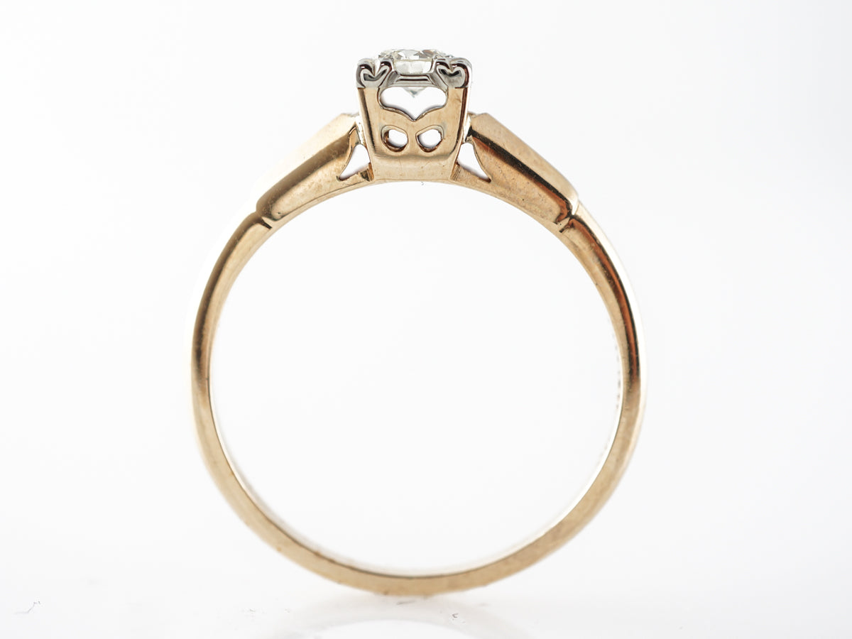 Retro Diamond Solitaire Engagement Ring in Yellow & White Gold