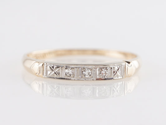 Vintage 1940's Diamond Wedding Band in 14k Yellow & White Gold