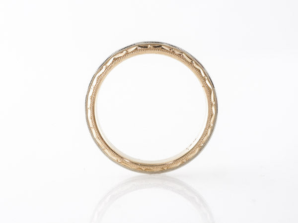 Retro Engraved Two-Toned Wedding Band