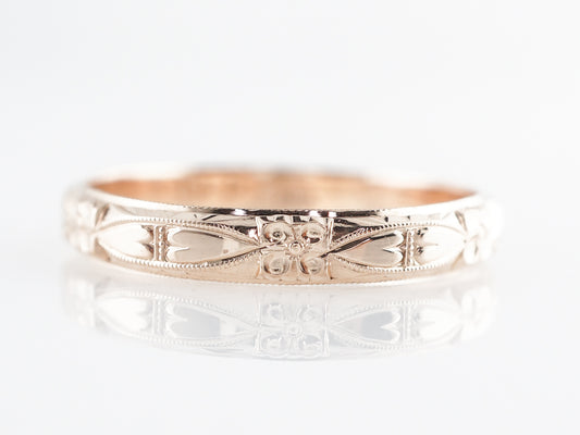 Retro Orange Blossom & Hearts Wedding Band in Yellow Gold