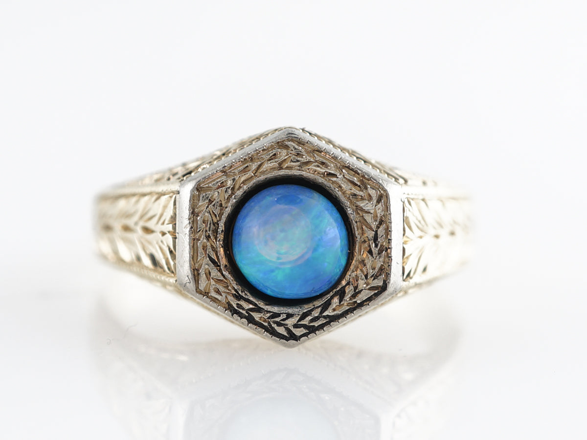 Retro Cabochon Opal Cocktail Ring in 14K