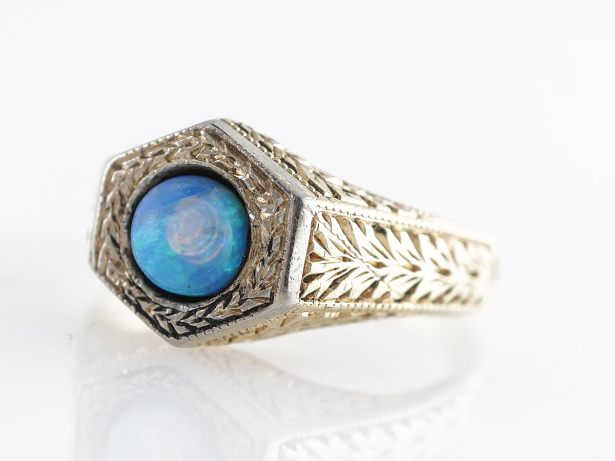 Retro Cabochon Opal Cocktail Ring in 14K