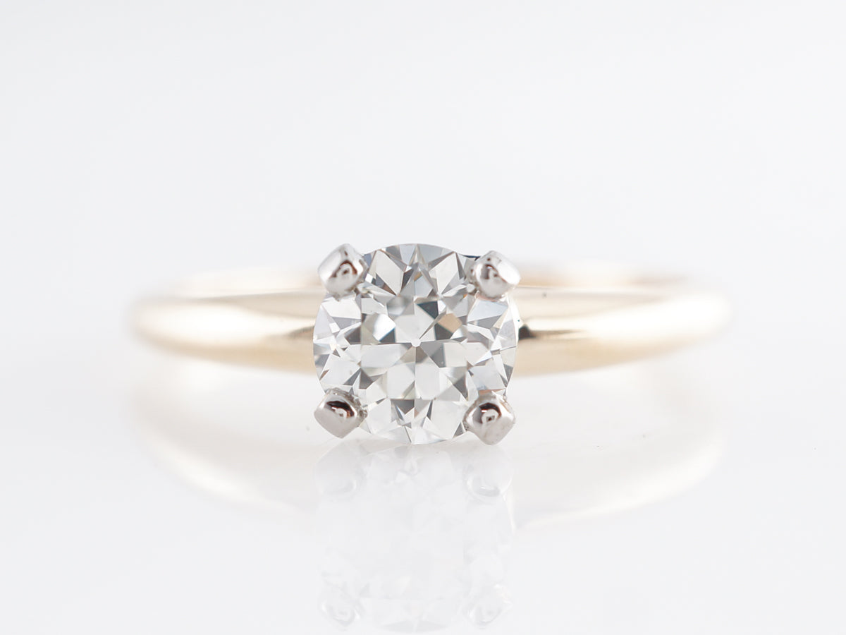 Retro Solitaire European Cut Diamond Engagement Ring
