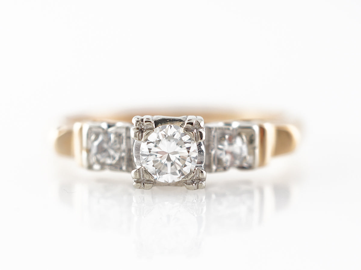 1940's Round Brilliant Cut Diamond Engagement Ring