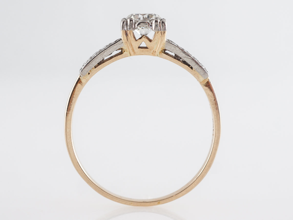 Retro Two Tone Old European Diamond Engagement Ring