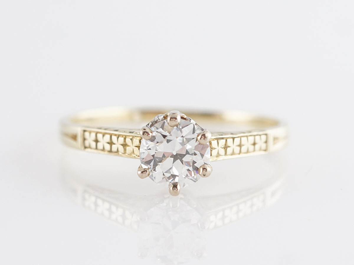 1940's Retro Solitaire Diamond Engagement Ring in 14k