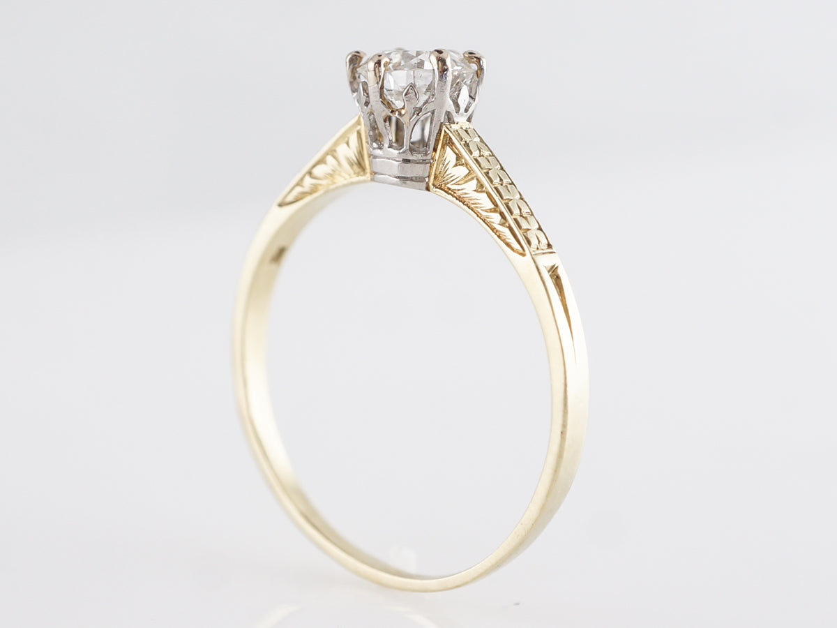 1940's Retro Solitaire Diamond Engagement Ring in 14k
