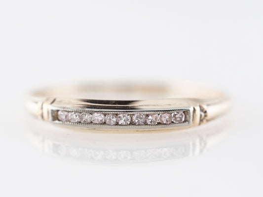 Retro Two-Toned Single Cut Diamond Wedding Band in 14k