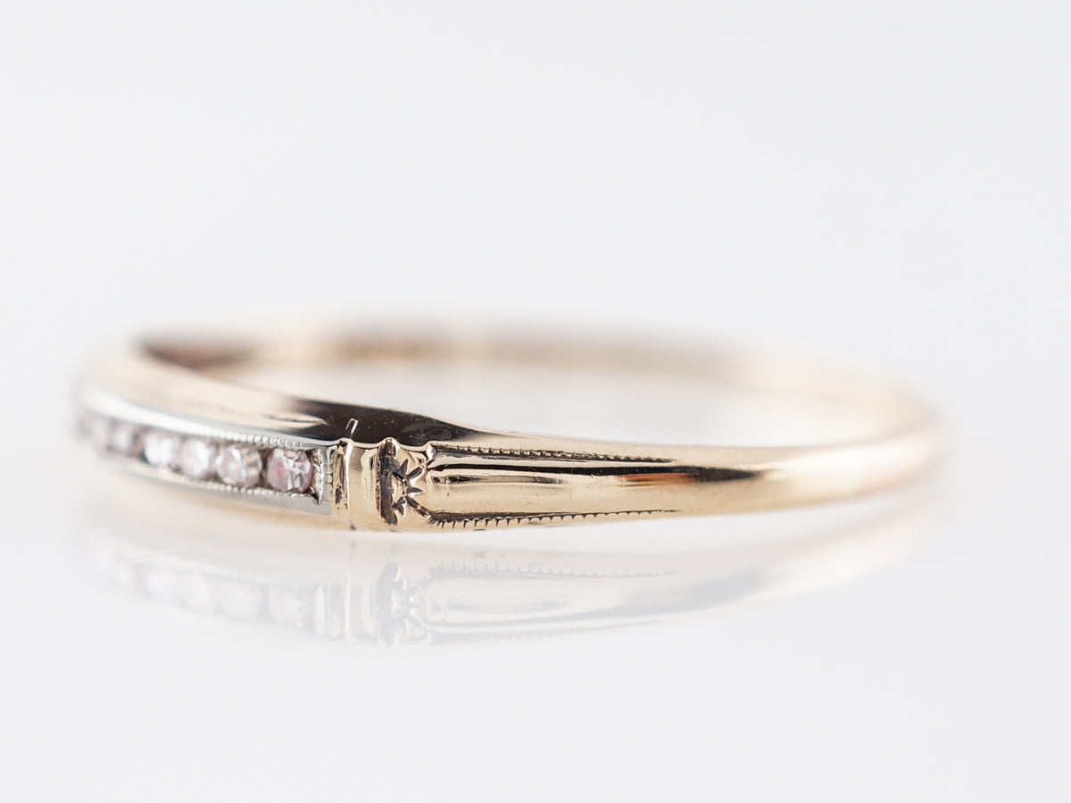 Retro Two-Toned Single Cut Diamond Wedding Band in 14k