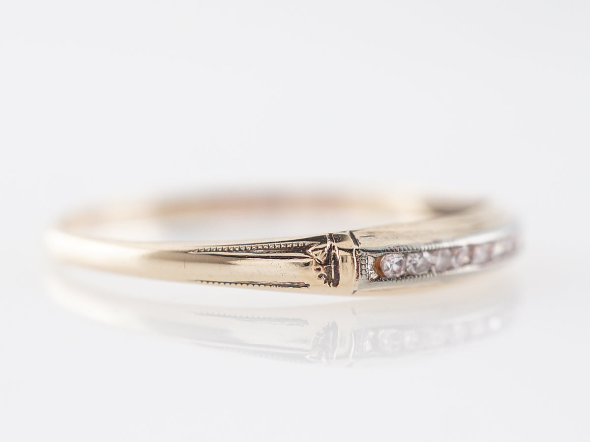 Retro Two-Toned Single Cut Diamond Wedding Band in 14k