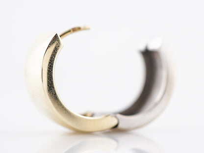 Reversible Hoop Earrings Retro in 14K Yellow & White Gold