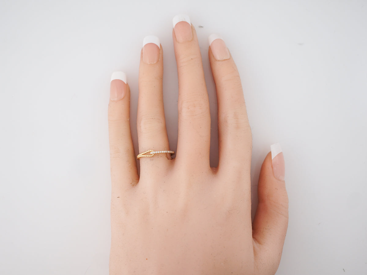 Right Hand Ring Modern .05 Round Brilliant Cut Diamonds in 18k Yellow Gold