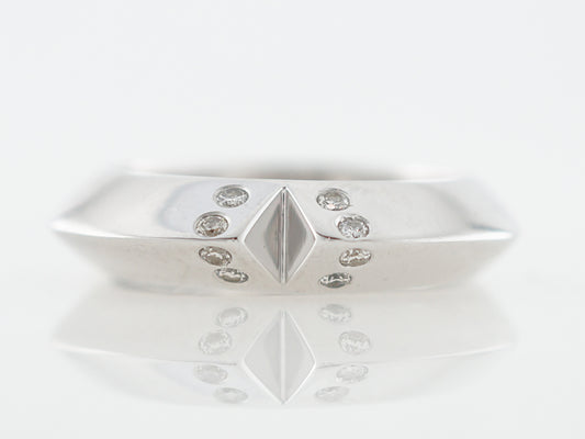 Right Hand Ring Modern .08 Round Brilliant Cut Diamonds in 18k White Gold