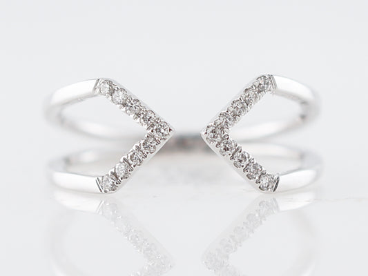 Right Hand Ring Modern .11 Round Brilliant Cut Diamonds in 14k White Gold