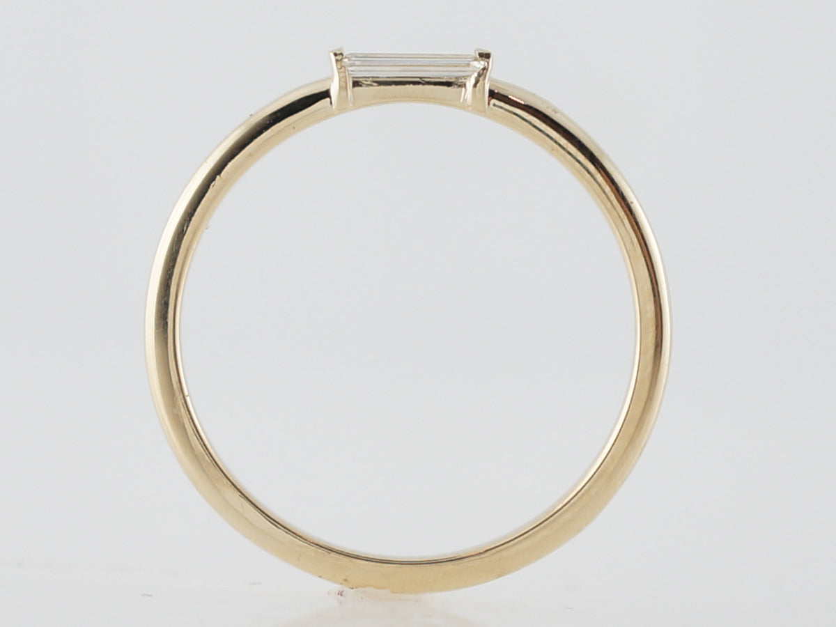 Right Hand Ring Modern .13 Baguette Cut Diamond in 14k Yellow Gold
