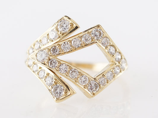 Vintage Style Art Deco Diamond Right Hand Ring in Yellow Gold