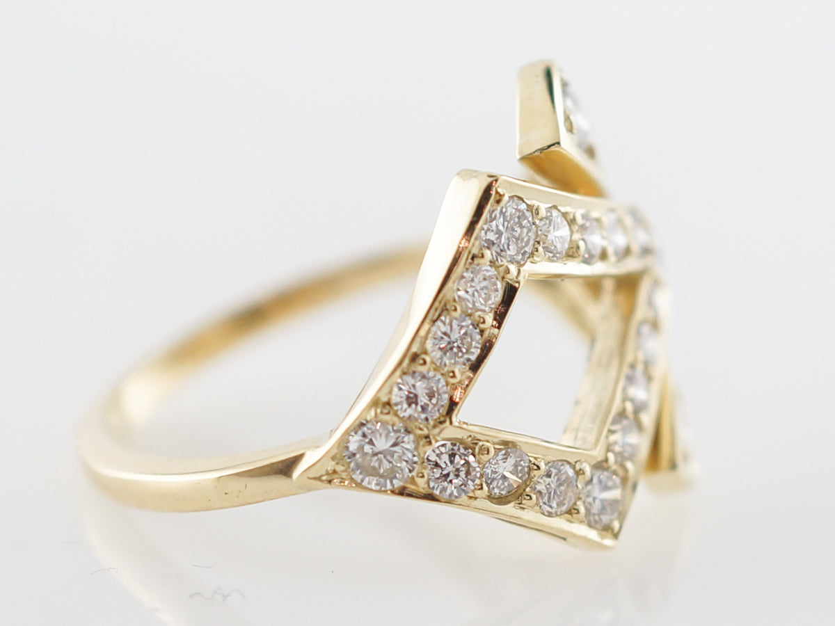 Vintage Style Art Deco Diamond Right Hand Ring in Yellow Gold