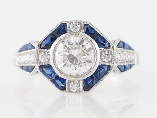 **RTV 1/10/19**Engagement Ring Modern .79 Round Brilliant Cut Diamond in Platinum