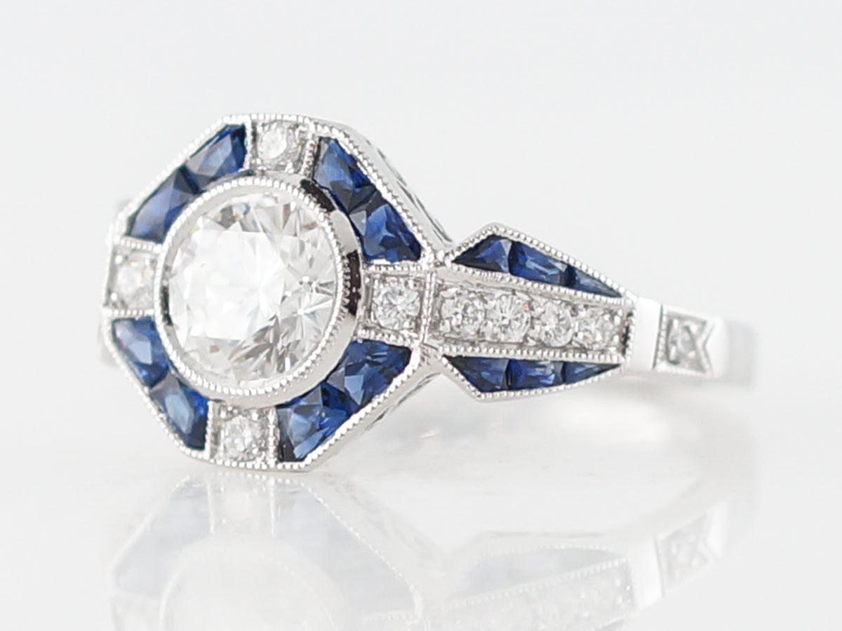 **RTV 1/10/19**Engagement Ring Modern .79 Round Brilliant Cut Diamond in Platinum