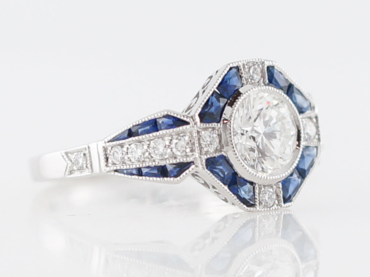 **RTV 1/10/19**Engagement Ring Modern .79 Round Brilliant Cut Diamond in Platinum