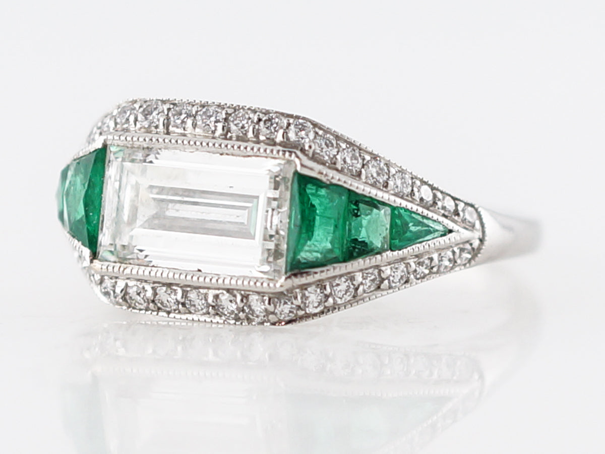 1.50 Carat Emerald Cut Diamond Halo Engagement Ring