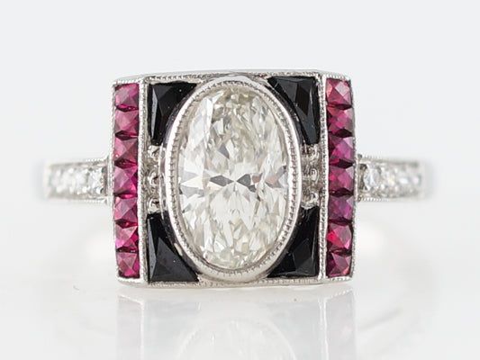 Right Hand Ring Modern .85 Oval Cut Diamond in Platinum