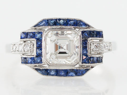 **RTV 5/2/19**Engagement Ring Modern .91 Asscher Cut Diamond in Platinum