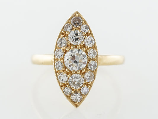 Right Hand Ring Modern .91 Old European & Single Cut Diamonds in 18k Yellow Gold
