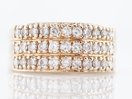 Right Hand Ring Modern 1.00 Round Brilliant Cut Diamonds in 14k Yellow Gold