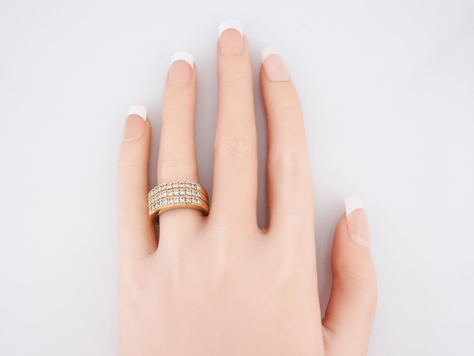 Right Hand Ring Modern 1.00 Round Brilliant Cut Diamonds in 14k Yellow Gold