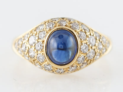 ***RTV11/23***Engagement Ring Modern 1.64 Cabochon Cut Sapphire in 18k Yellow Gold