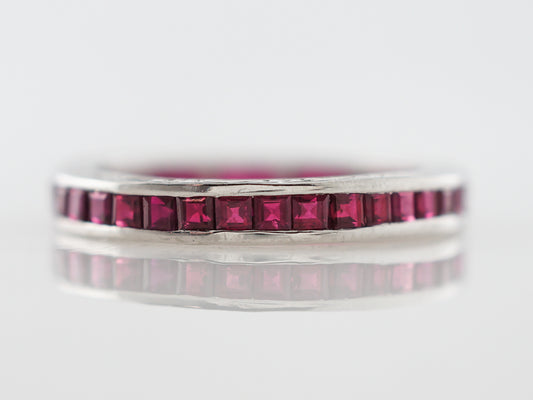 Eternity Wedding Band Modern 1.84 Square Cut Rubies in Platinum