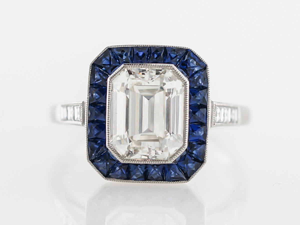Engagement Ring Modern 1.94 Emerald Cut Diamond in Platinum