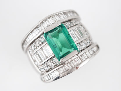 Right Hand Ring Modern GIA 3.08 Emerald Cut Emerald in Platinum