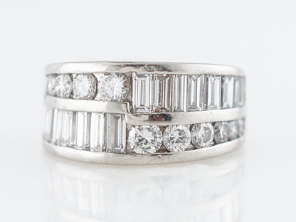Right Hand Ring Modern 3.15 Round Brilliant & Baguette Cut Diamonds in Platinum