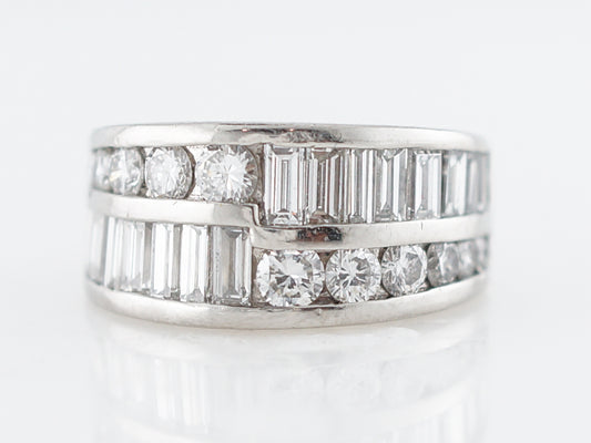 Right Hand Ring Modern 3.15 Round Brilliant & Baguette Cut Diamonds in Platinum