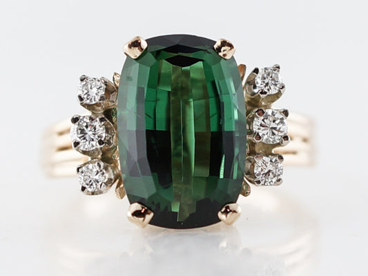 Right Hand Ring Modern 3.58 Oval Cut Chrome Tourmaline in 14k Yellow Gold