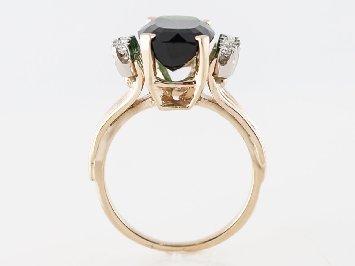 Right Hand Ring Modern 3.58 Oval Cut Chrome Tourmaline in 14k Yellow Gold