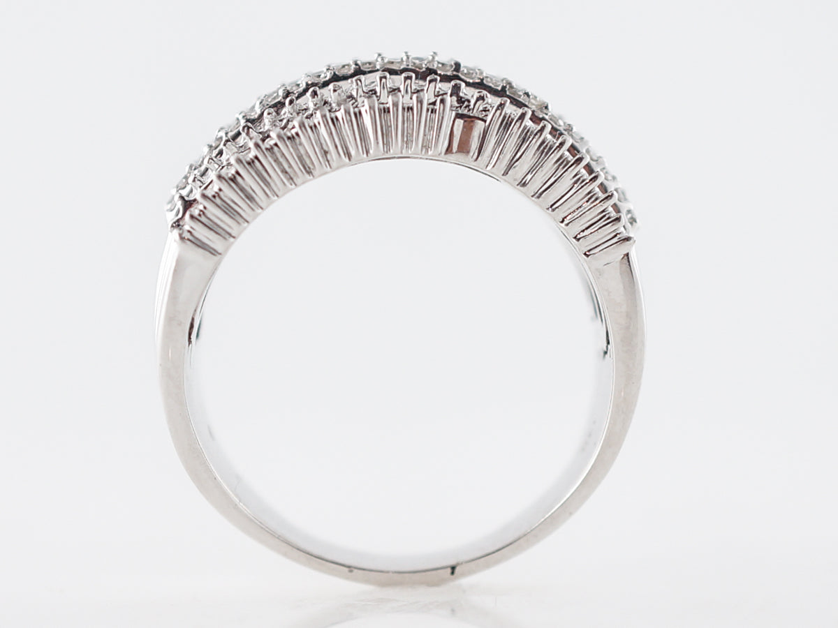 Right Hand Ring Modern 3.68 Baguette Cut Diamonds in 14k White Gold