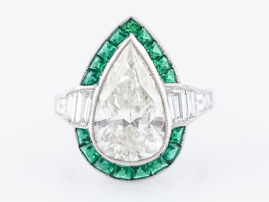 ***RTV***Right Hand Ring Modern 4.03 Pear Cut Diamond in 18K White Gold