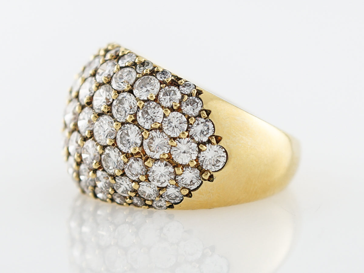 Right Hand Ring Modern 4.13 Round Brilliant Cut Diamonds in 18k Yellow Gold