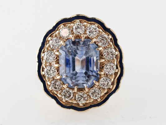 Right Hand Ring Modern 6.65 Rectangular Step Cut Spinel & Diamonds in 14k Yellow Gold