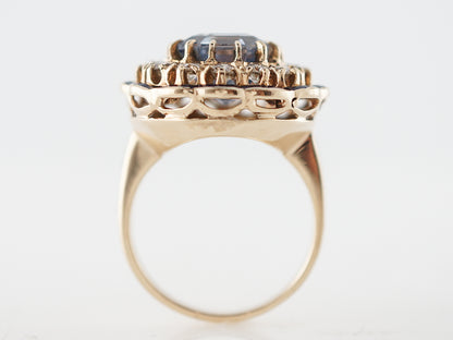 Right Hand Ring Modern 6.65 Rectangular Step Cut Spinel & Diamonds in 14k Yellow Gold