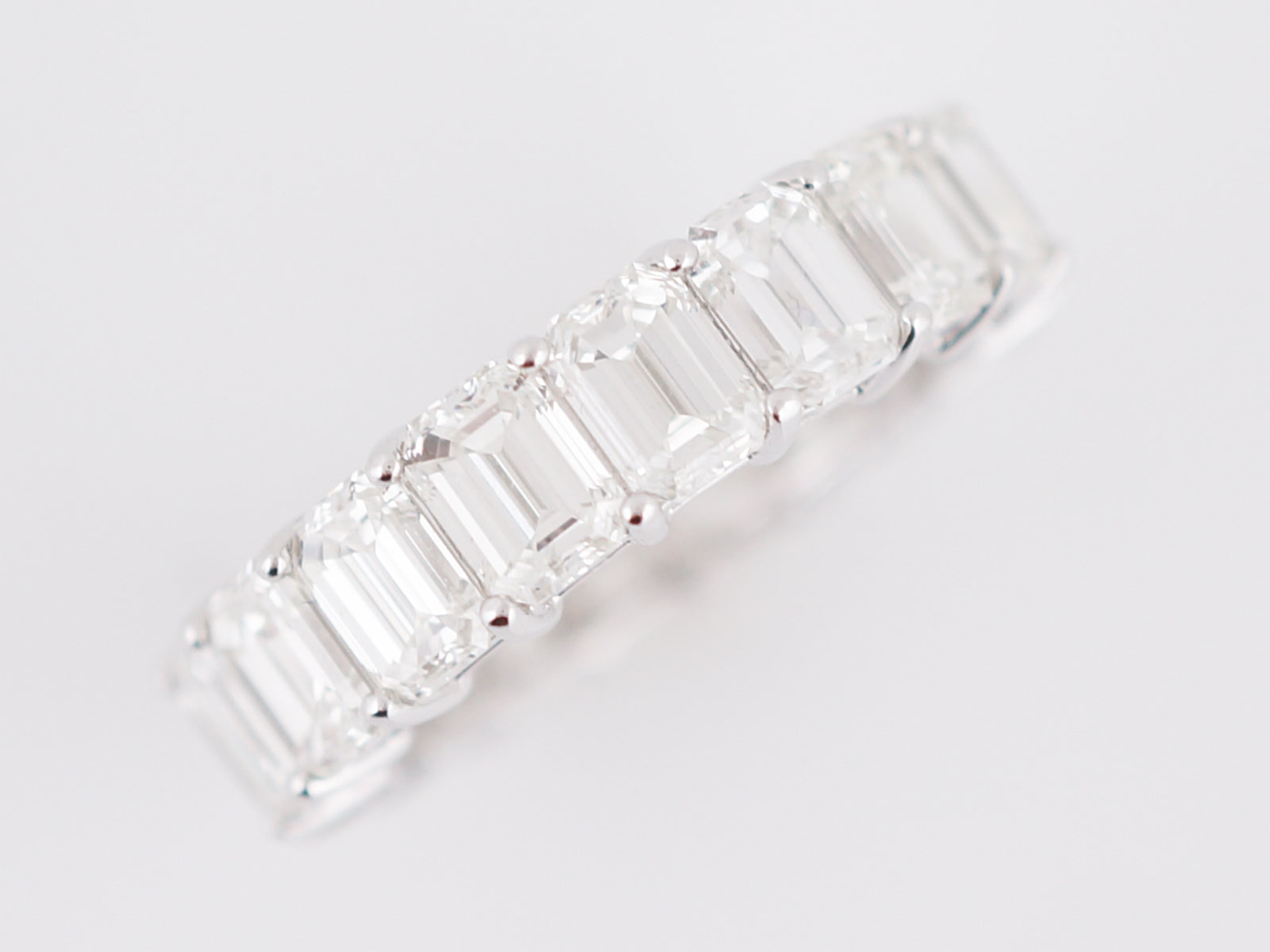 Right Hand Ring Modern 7.56 Emerald Cut Diamonds in Platinum