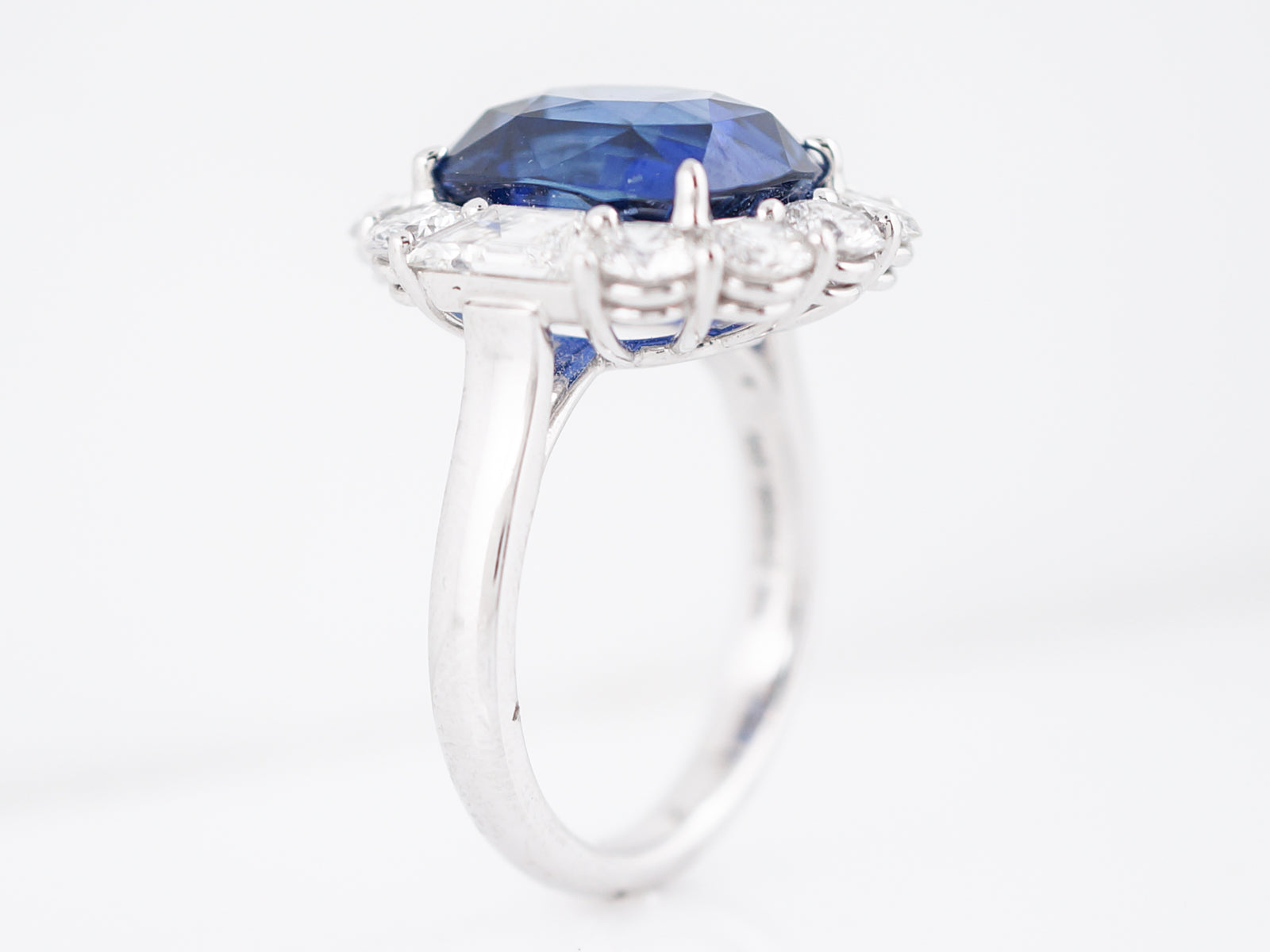 Engagement Ring Modern 7.62 Cushion Cut Sapphire & 2.15 Diamonds in Platinum