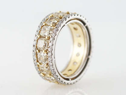 Right Hand Ring Modern 9.02 Radiant Cut Fancy Yellow Diamonds in Platinum & 18k Yellow Gold