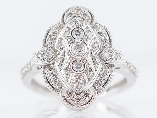 Right Hand Ring Modern Art Deco Style .50 Round Brilliant & Single Cut Diamonds in 14k White Gold