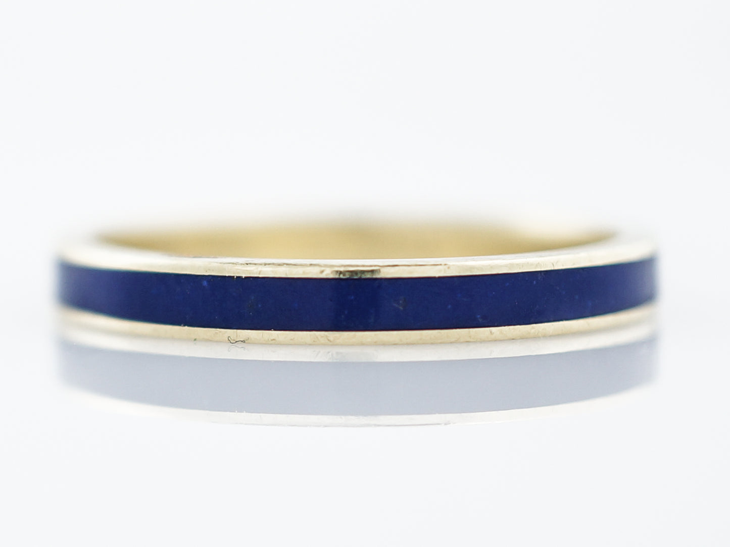 Right Hand Ring Modern Blue Enamel in 14k Yellow Gold