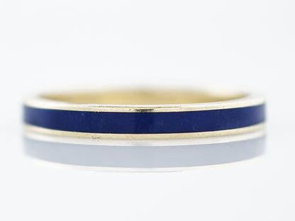 Right Hand Ring Modern Blue Enamel in 14k Yellow Gold